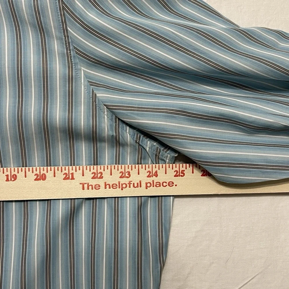 Banana Republic Classic Mens L 16-16.5 Blue Stripe 100% Cotton Dress Shirt